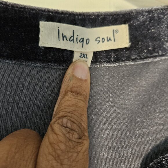Indigo Soul Women's Gray Grey Velour V Neck  Dress Size 2 XL Plus Size - Picture 5 of 5